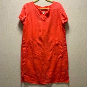J.Jill linen dress size medium. Coral 🪸 short sleeve with pockets